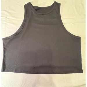 Shein Curve Black Ribbed Knit Crop Tank Top Plus Size 4XL High Neck Sleeveless